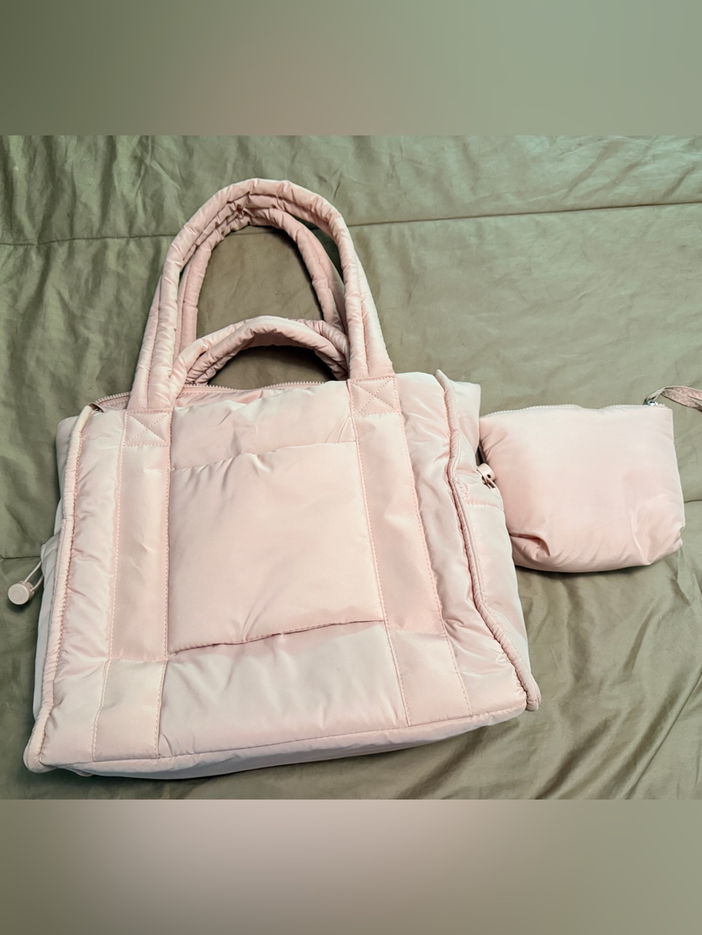 Wilo Soft Pink Puffer Tote Bag for Women - Picture 2 of 4